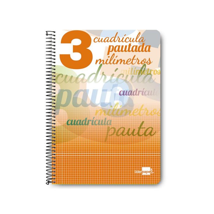 Cuaderno Espiral Liderpapel Folio Pautaguia Tapa Dura 80H 75 gr Cuadro Pautado 3 mmcon Margen Colores Surtidos 5 unidades 4