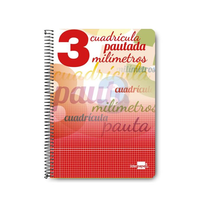 Cuaderno Espiral Liderpapel Folio Pautaguia Tapa Dura 80H 75 gr Cuadro Pautado 3 mmcon Margen Colores Surtidos 5 unidades 5