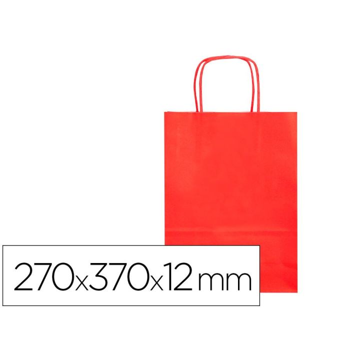 Bolsa Papel Q-Connect Celulosa Rojo M Con Asa Retorcida 270x370x12 mm 25 unidades