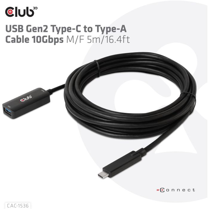 Club3D Cable USB 3.2 Tipo C a USB Tipo A 10Gbps 5m 1 Club3D Cable USB 3.2 Tipo C a USB Tipo A 10Gbps 5m 1