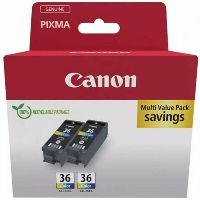 Canon Multipack CLI-36 Pack de 2 Depósitos de Tinta Color (C M Y) para PIXMA iP100, iP110, TR150, Sustituto 1511B018 1
