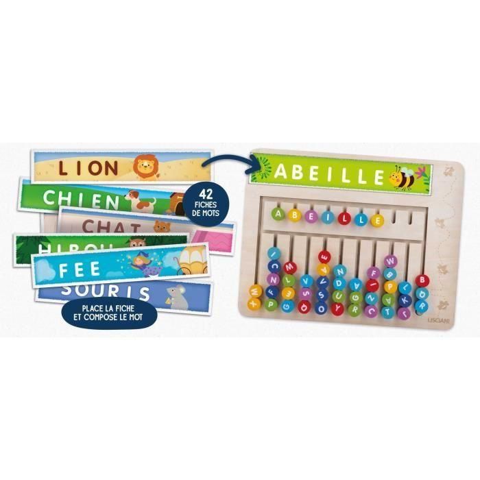 Lisciani Giochi LIS8008324110186 Juego Montessori Sopa de letras Tablero de madera con letras y números magnéticos 2