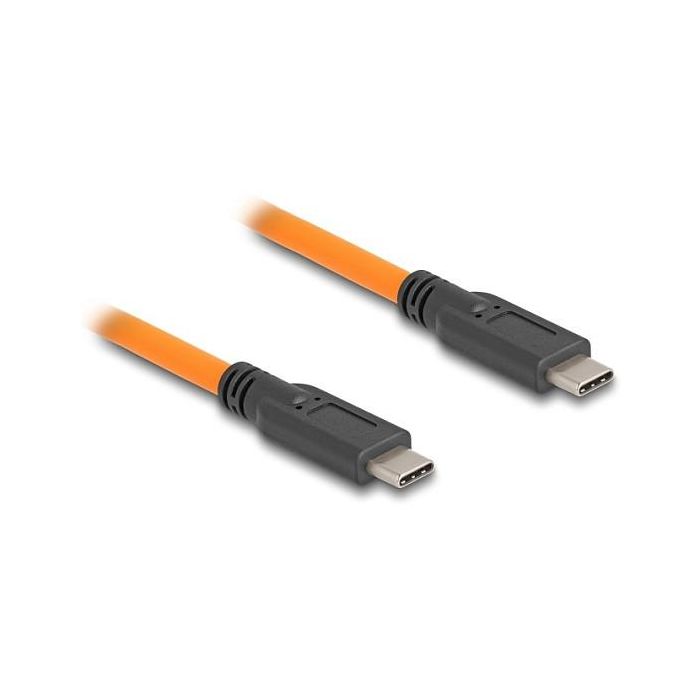 DeLOCK Cable USB-C a USB-C 5 Gbps (USB 3.2 Gen 1) para Tethering, Naranja, 1 m, 100W Power Delivery, Conectores Macho 1
