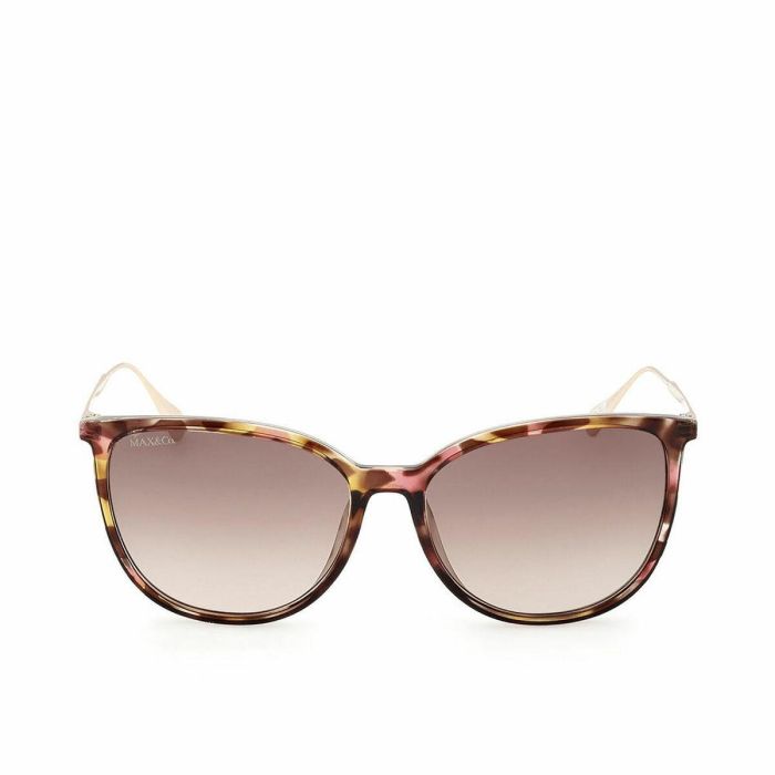 Max & Co MO0078 56F Gafas de Sol para Mujer, Montura Redonda Inyectada Habana, Cristales Marrón Degradado, 57mm Lente, 140mm Patilla