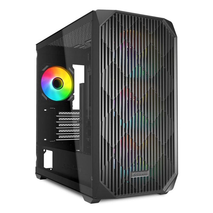 Sharkoon MK3 RGB Micro Torre PC Micro-ATX con 4 Ventiladores RGB, Cristal Templado y Frontal Permeable Negro