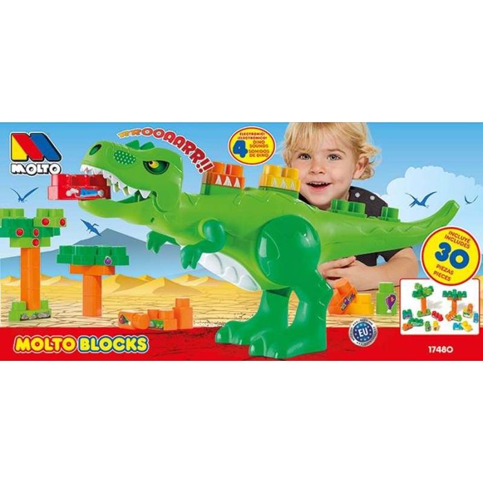 Juego construccion dinosaurio bloques 30 piezas ¡electrónico con 4 sonidos!