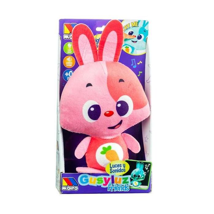 Muñeco gusy luz baby bunny rosa con luz y sonido. 7.5 cm