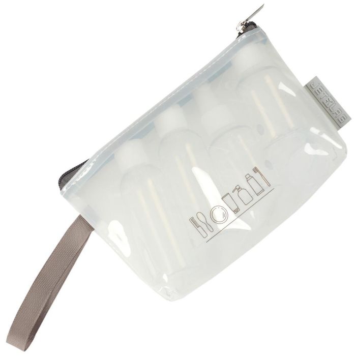 Jet Lag Neceser de Viaje Transparente con 5 Botes Reutilizables Autorizado en Cabina de Avión 19.5x4x13.5 cm 2