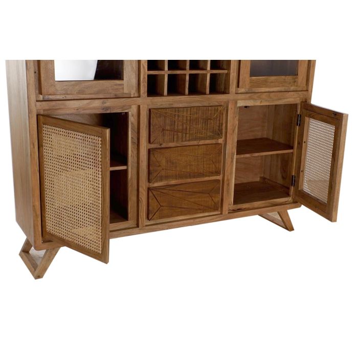 DKD Home Decor Vitrina Colonial Marron Natural Acacia Cristal Ratan 41 x 153 x 160 cm 2
