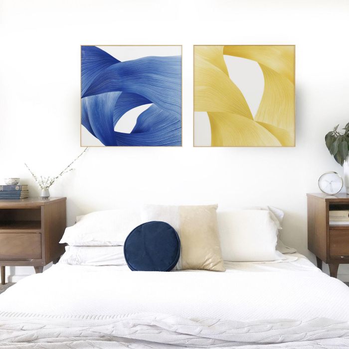 Cuadro Moderno DKD Home Decor Azul Amarillo 3.5 x 120 x 120 cm (2 Unidades) 3 Cuadro Moderno DKD Home Decor Azul Amarillo 3.5 x 120 x 120 cm (2 Unidades) 3