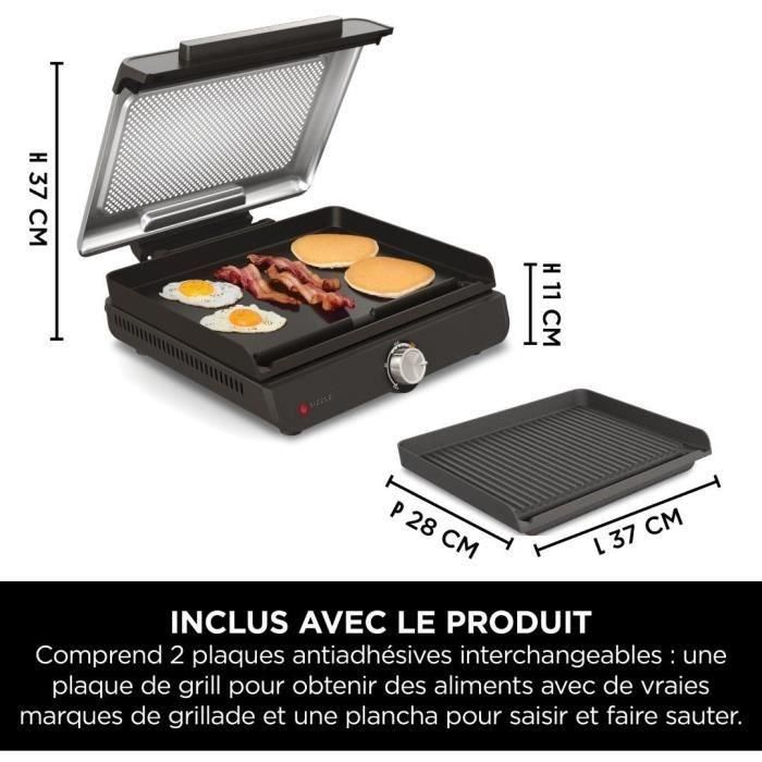 Ninja Parrilla y Plancha de Interior SIZZLE - Gran capacidad, 4-5 personas, temperatura controlada hasta 260°C, placas antiadherentes intercambiables 5 Ninja Parrilla y Plancha de Interior SIZZLE - Gran capacidad, 4-5 personas, temperatura controlada hasta 260°C, placas antiadherentes intercambiables 5