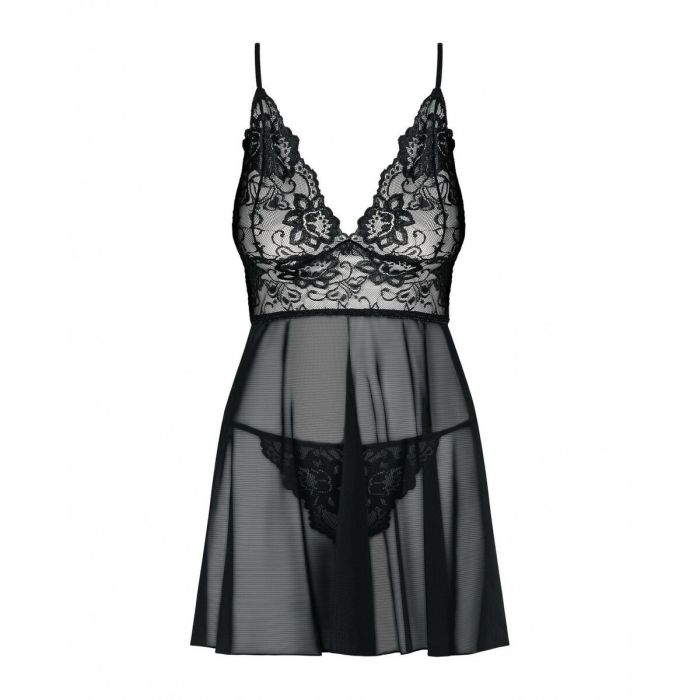 Picardías y Tanga Imperia (L/XL) Obsessive Idillia babydoll Negro 3