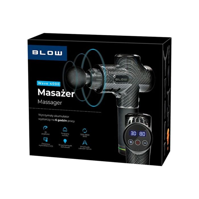 Masajeador de Mano Eléctrico Blow Wave 4000 Negro Gris 2200 mAh 2 Masajeador de Mano Eléctrico Blow Wave 4000 Negro Gris 2200 mAh 2