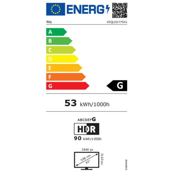 Smart TV TCL 43C645 4K Ultra HD 43" HDR QLED Direct-LED 1