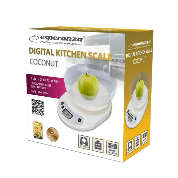 Báscula de Cocina Esperanza EKS007 Blanco 5 kg 1 Báscula de Cocina Esperanza EKS007 Blanco 5 kg 1