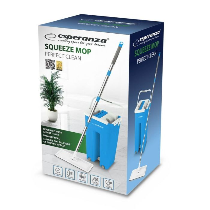Mopa Fregona con Cubo Esperanza EHS004 Azul Blanco Microfibra 4 Mopa Fregona con Cubo Esperanza EHS004 Azul Blanco Microfibra 4