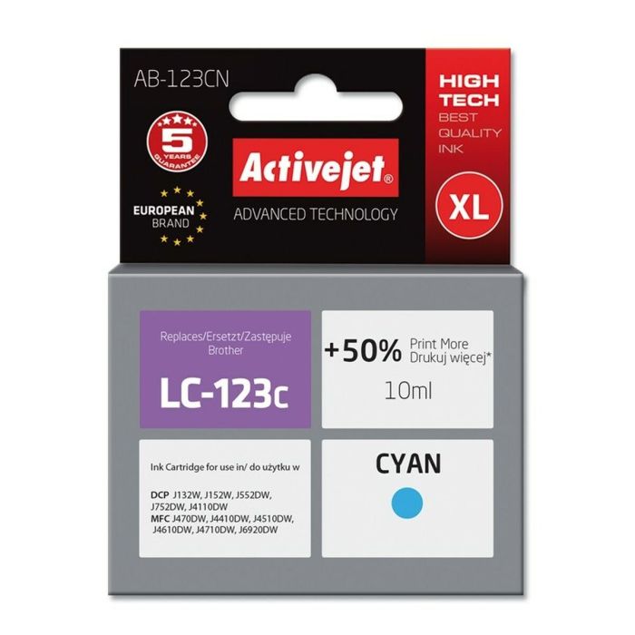 Cartucho de Tinta Original Activejet AB-123CN Cian Cartucho de Tinta Original Activejet AB-123CN Cian