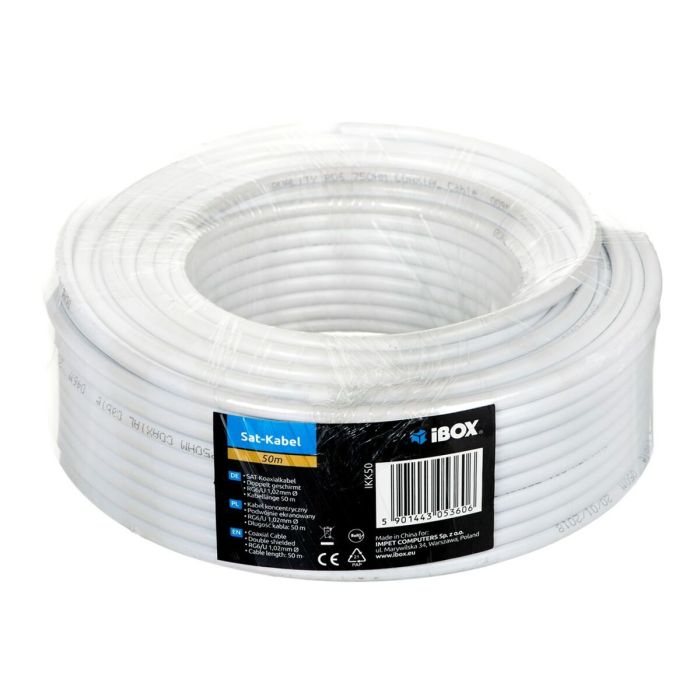 Cable Coaxial Antena TV Ibox IKK50 Blanco 50 m Cable Coaxial Antena TV Ibox IKK50 Blanco 50 m