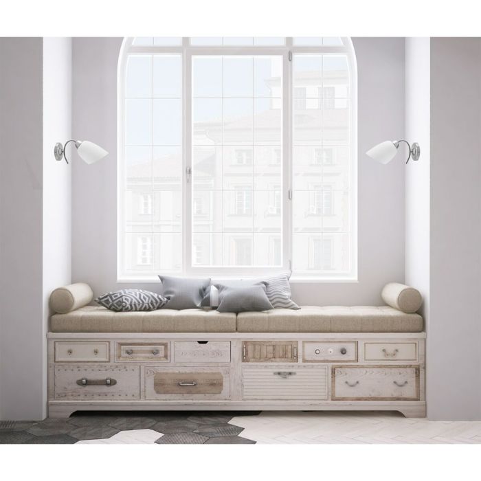 Aplique de Pared Activejet NIKITA 1P Nikiel Blanco Níquel Metal Vidrio 60 W 26 x 12 x 12,5 cm 30 x 12 x 15 cm 1