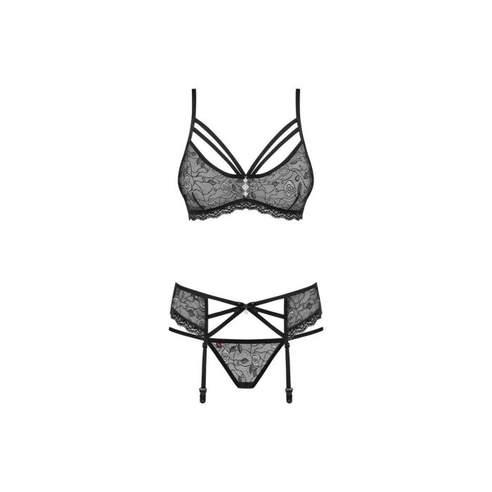 Conjunto de Lencería Obsessive 818-SEG-1 Negro S/M 3