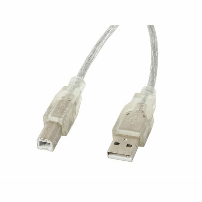 Cable USB A a USB B Lanberg CA-USBA-12CC-0018-TR Transparente Blanco Claro 1,8 m