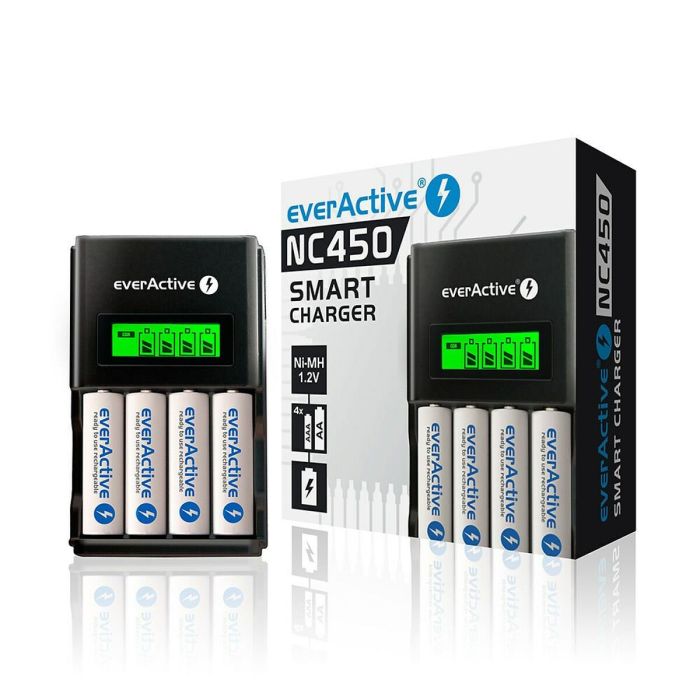 Cargador de Pilas EverActive NC450B Baterías x 4 3 Cargador de Pilas EverActive NC450B Baterías x 4 3