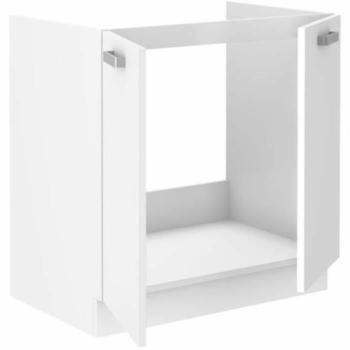 Mueble fregadero de 2 puertas ATLAS - L 80 x H 82 x P52 cm - Decoración blanca - Se vende sin encimera