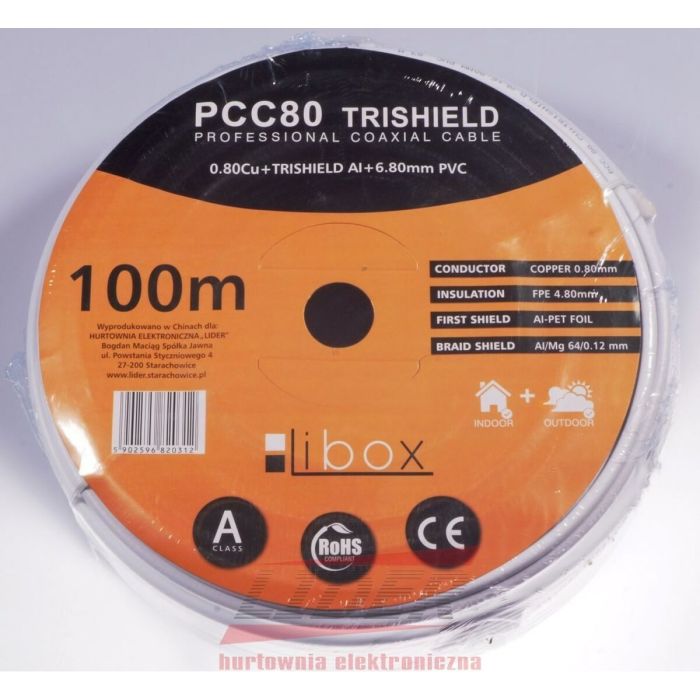 Cable Coaxial Antena TV Libox PCC80 Blanco 100 m 1 Cable Coaxial Antena TV Libox PCC80 Blanco 100 m 1