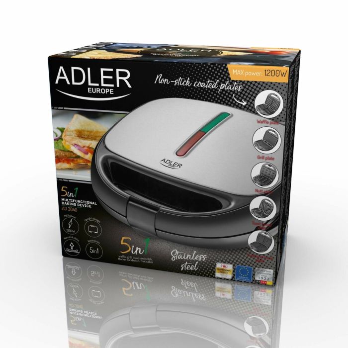 Sandwichera Adler AD 3040 Negro Gris 1200 W 2