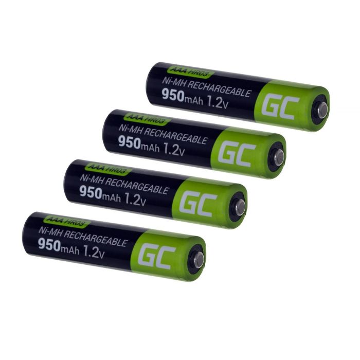 Green Cell 4xAAA HR03 950mAh - Pilas Recargables de Larga Duración
