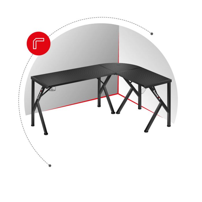 Mesa de Escritorio Gaming Huzaro Hero 6.3 Negro Acero Fibra de carbono 154 x 74 x 117 cm 4