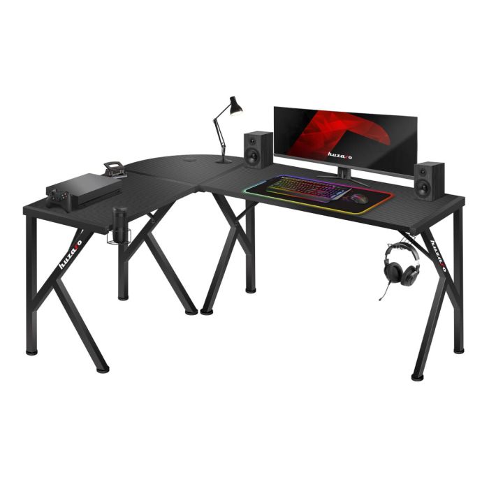 Mesa de Escritorio Gaming Huzaro Hero 6.3 Negro Acero Fibra de carbono 154 x 74 x 117 cm 1