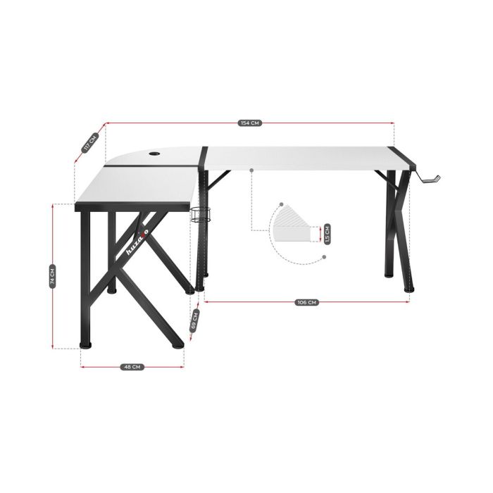 Escritorio Huzaro Hero 6.3 Blanco Negro Acero Fibra de carbono 154 x 74 x 117 cm 0 Escritorio Huzaro Hero 6.3 Blanco Negro Acero Fibra de carbono 154 x 74 x 117 cm 0