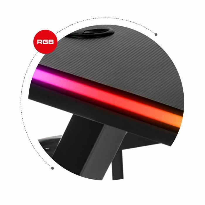 Mesa de Escritorio Gaming Huzaro HZ-Hero 5.0 RGB Negro Acero Fibra de carbono 116 x 69,5 x 59 cm 9