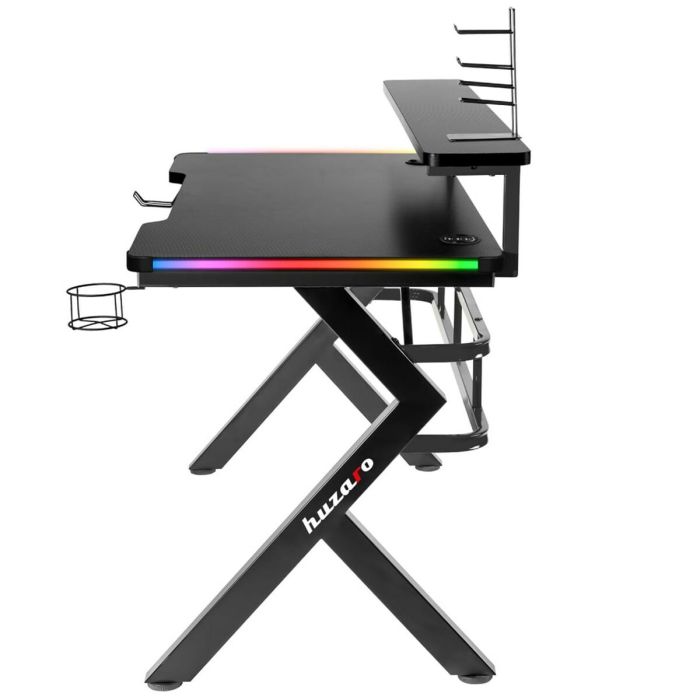 Mesa de Escritorio Gaming Huzaro HZ-Hero 5.0 RGB Negro Acero Fibra de carbono 116 x 69,5 x 59 cm 7