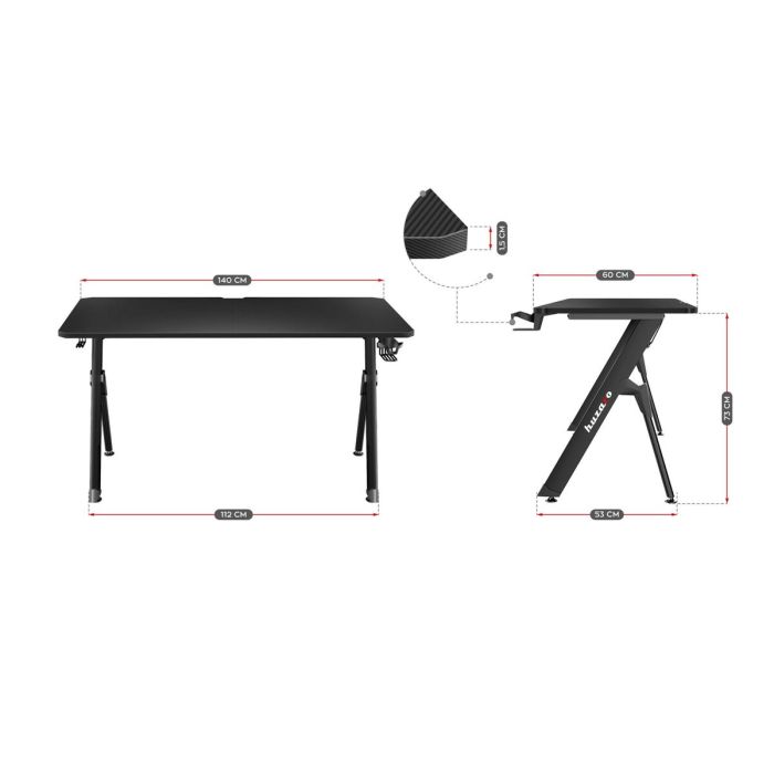 Escritorio Huzaro HZ-Hero 2.8 Negro 140 x 60 cm 2 Escritorio Huzaro HZ-Hero 2.8 Negro 140 x 60 cm 2