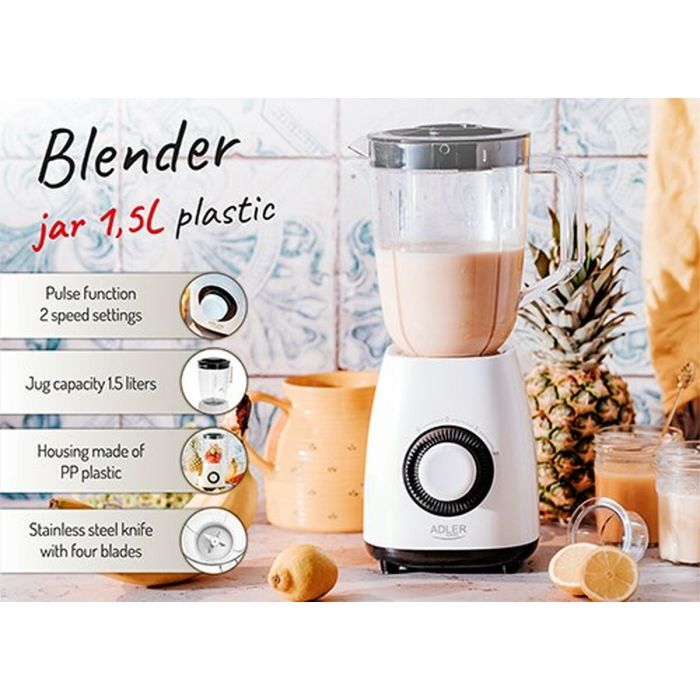 Batidora de Vaso Adler AD 4085 Blanco Negro 1000 W 1,5 L 2 Batidora de Vaso Adler AD 4085 Blanco Negro 1000 W 1,5 L 2