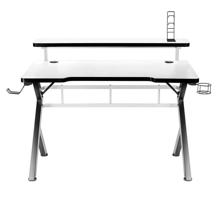 Mesa de Escritorio Gaming Huzaro HZ-Hero 5.0 White Blanco Negro Fibra de carbono 120 x 60 cm 3