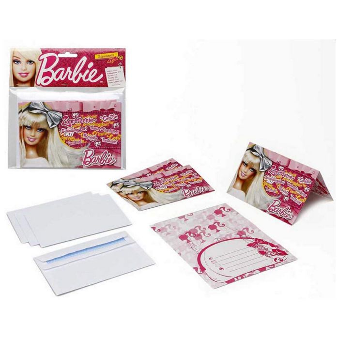 Set Artículos de Fiesta Barbie Invitaciones 15 x 10 cm Sobres