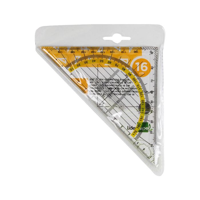 Escuadra Liderpapel Geometria 16 cm Plastico Cristal Con Pestaña De Sujeccion 1