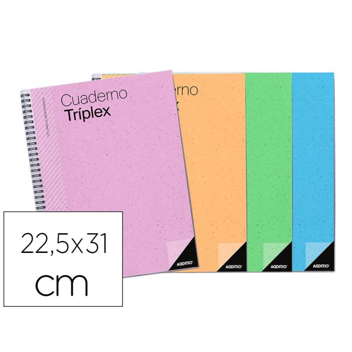 Additio Cuaderno Triplex Para El Profesorado Espiral Doble 144 Páginas Pvc C-Surtidos