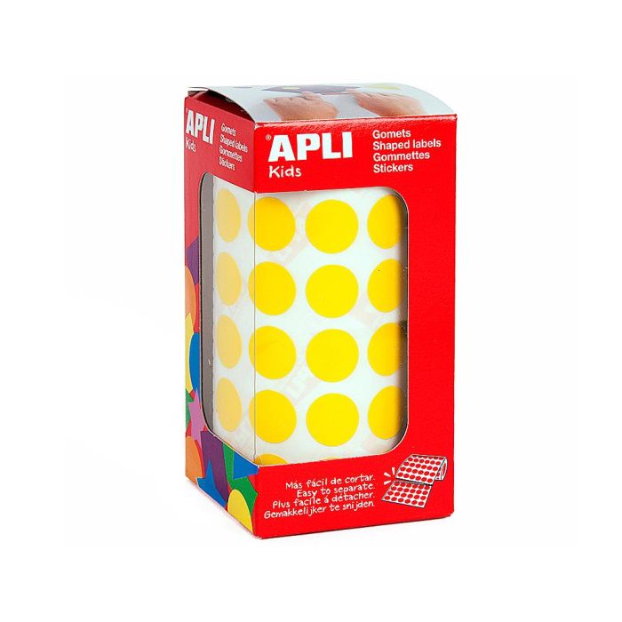 Apli Gomets Redondos 15 mm Rollo Amarillo -Rollo 2832 Unidades- 1