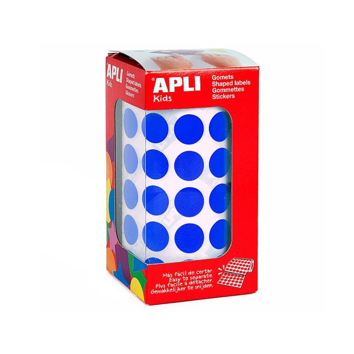 Apli Gomets Redondos 15 mm Rollo Azul -Rollo 2832 Unidades- 1