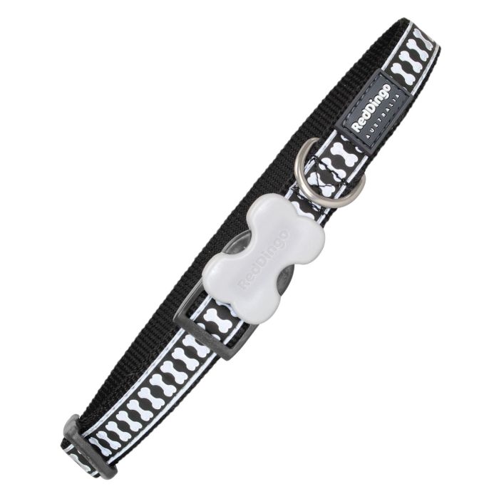 Red Dingo Collar Perro Reflectante Negro Nylon 12mm Ancho Ajustable 20-32cm para Máxima Visibilidad Nocturna