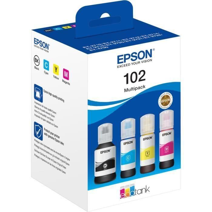 Epson Tinta Bote Bk - C - M - Y Et-4750 Unlimited, Et-4750, Et-3750 Unlimited, Et-3750,Et-3700, Et-2756, Et-2751, Et-2750 Unlimited, Et-2750, Et-2700, Et-15000 - Nº 102 1