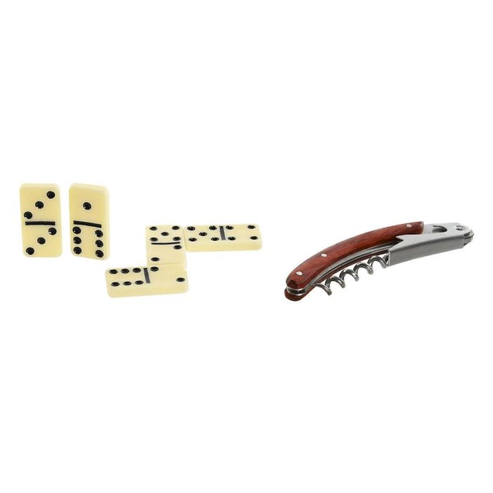 Set de Accesorios para Vino Home ESPRIT Marrón Madera MDF 36 x 11 x 12 cm 3