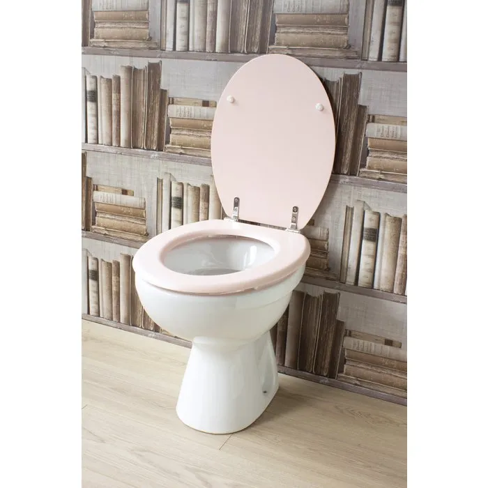 Gelco Asiento de inodoro Dolce Bisagras Acero Inoxidable Madera Moldeada Cristal Rosa 1