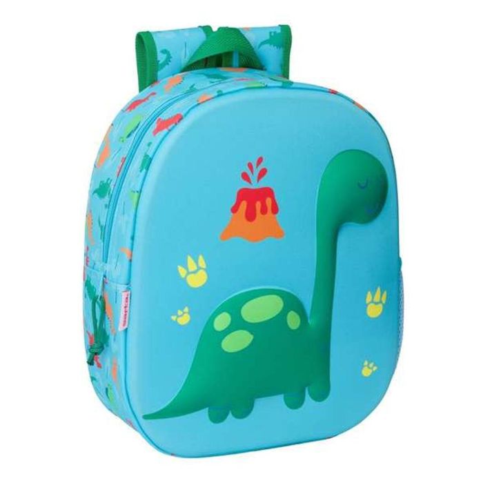 Mochila Escolar 3D Safta 27 x 33 x 10 cm Dinosaurio