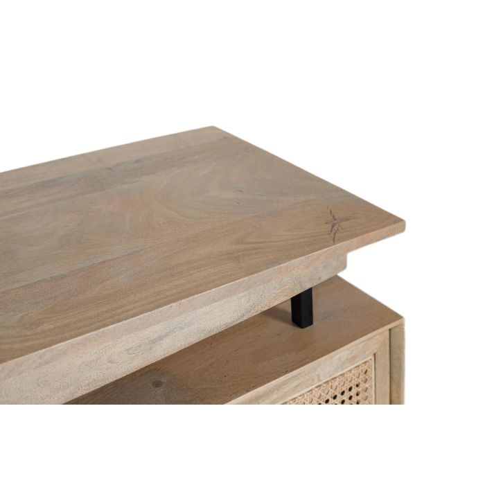Giner y Colomer Mueble Tv en Madera de Mango con 4 Puertas Enmarcadas Rejilla Natural 4