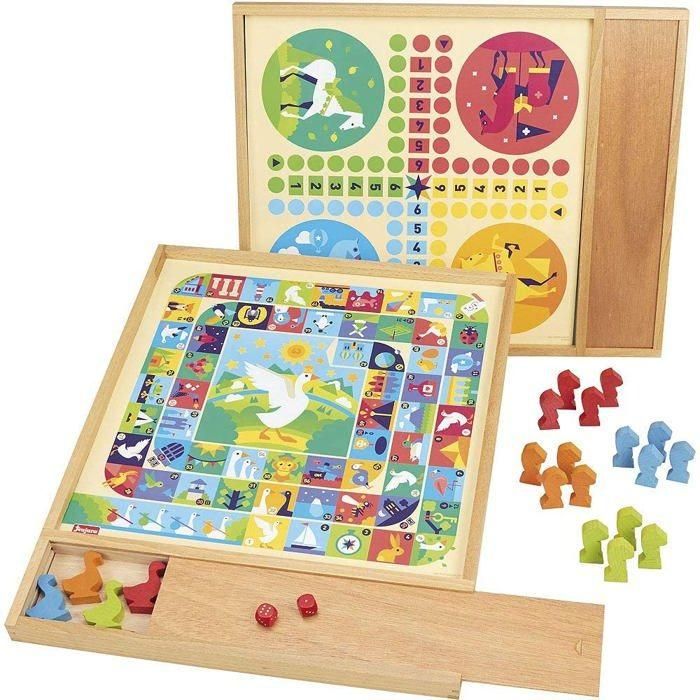 JEUJURA Goose and little horse games - Bandeja con estuche de madera 1 JEUJURA Goose and little horse games - Bandeja con estuche de madera 1